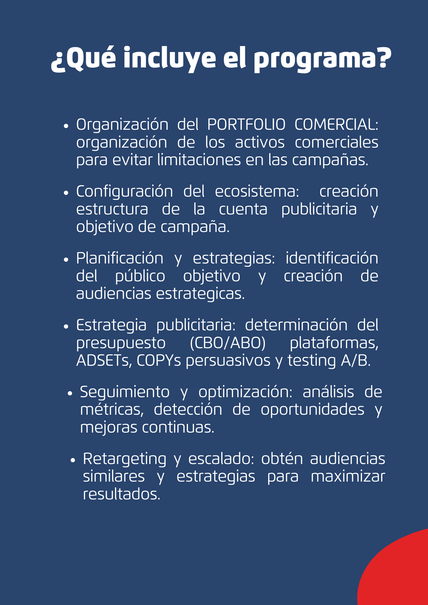 ¿Qué incluye el programa?